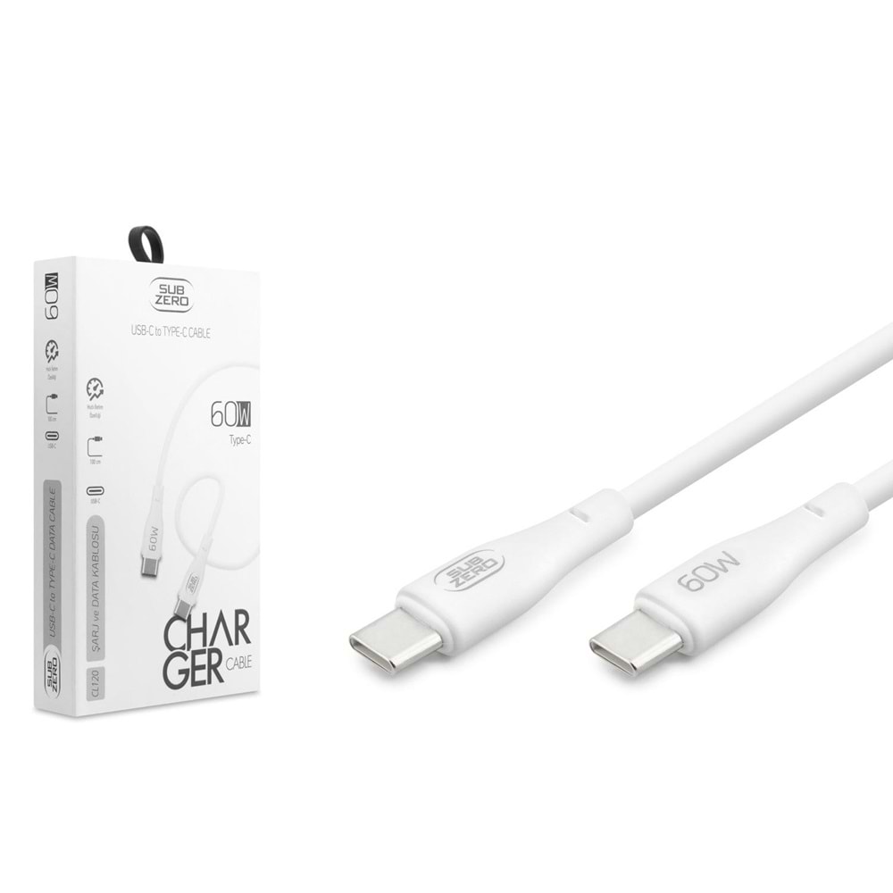 Subzero CL120 60W PD Type-C Type-C Hızlı Şarj Data Kablosu