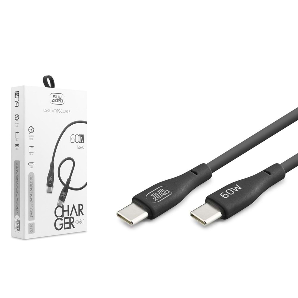 Subzero CL120 60W PD Type-C Type-C Hızlı Şarj Data Kablosu