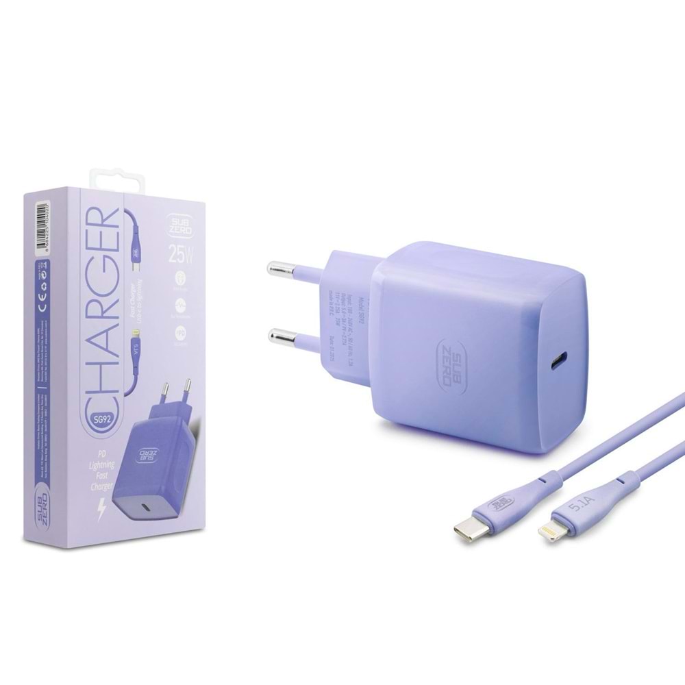 Subzero SG92 25W PD Girişili Ligtning Fast Şarj Aleti