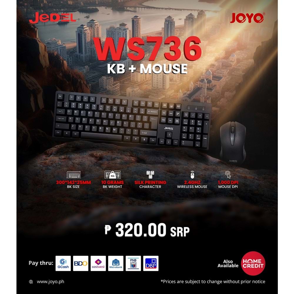 Jedel WS736+ 2.4ghz Kablosuz Q Klavye Ve Mouse Seti Siyah