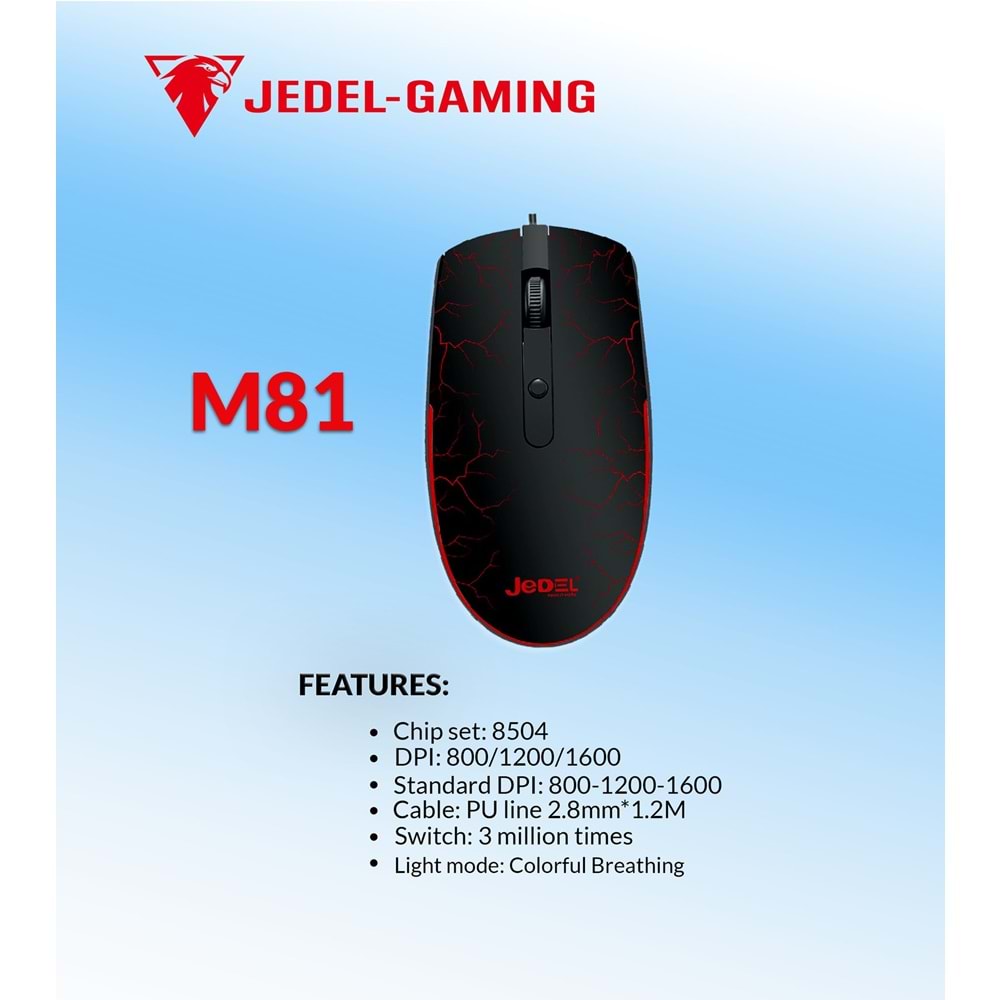 Jedel M81 Optik LED Dört Buton 1600 DPI Renkli Rgb Gaming Kablolu Mouse