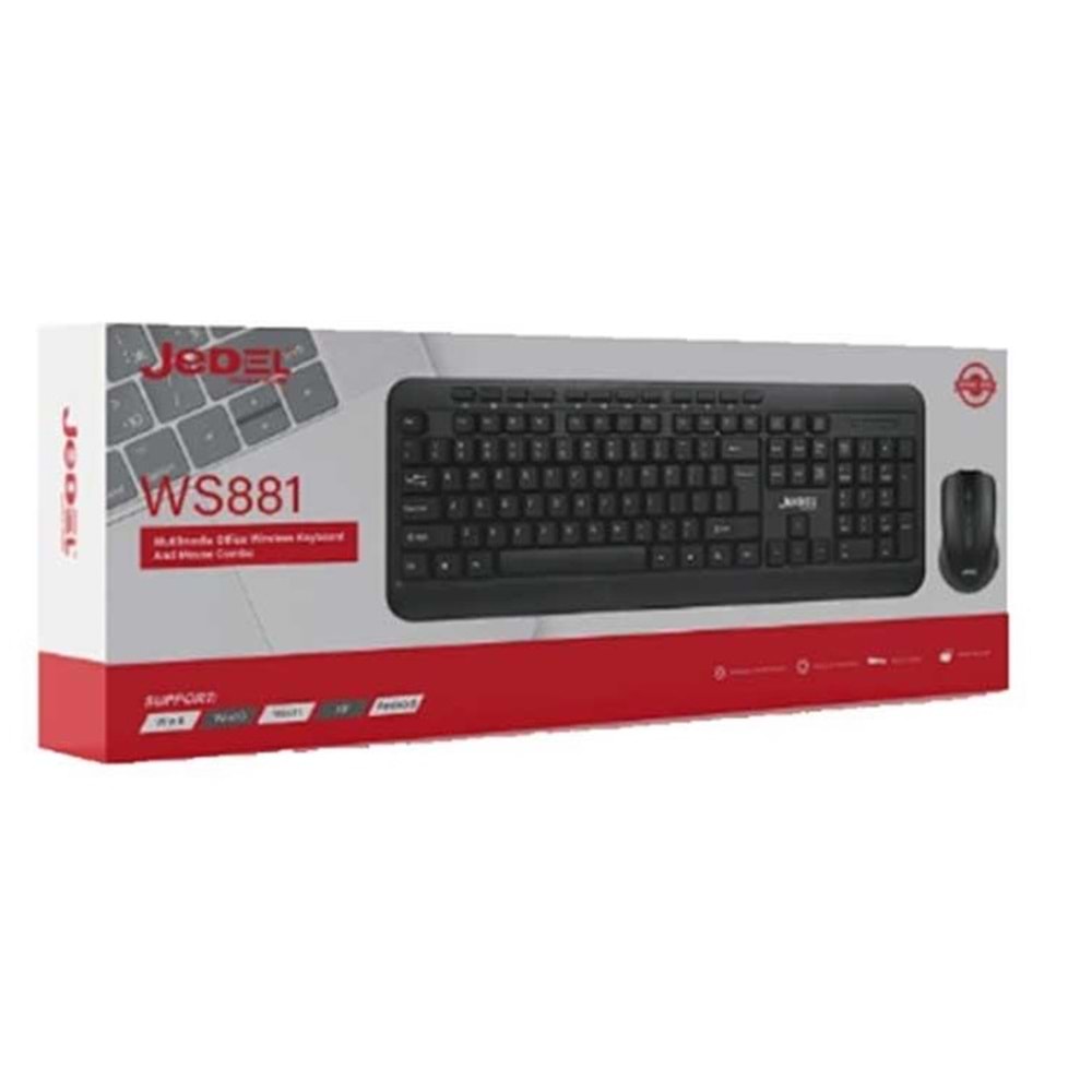 Jedel WS881+ 2.4ghz Multimedia Kablosuz Q Klavye Ve Mouse Seti Siyah