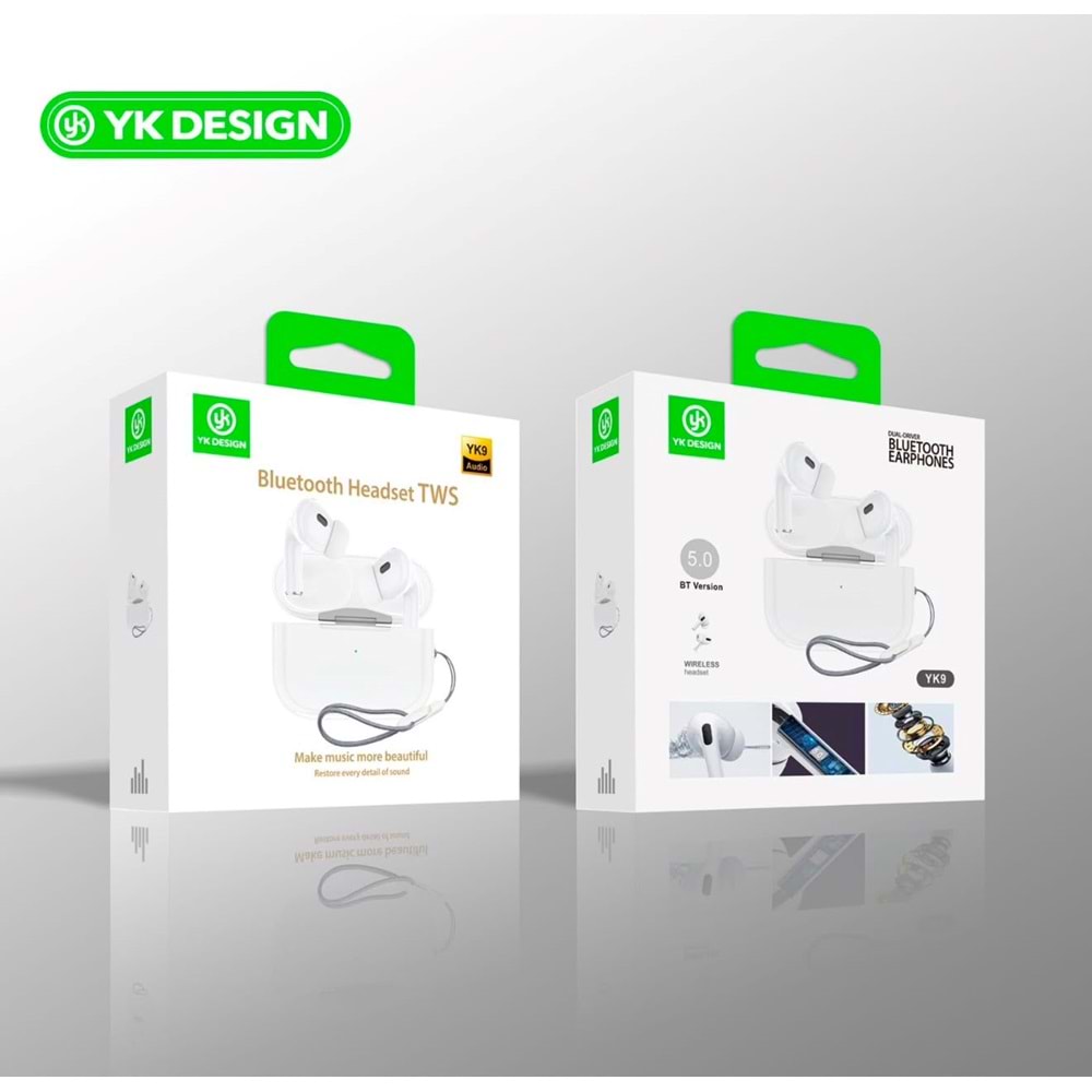 Yk desıgn YK9 Yeni Nesil Beyaz Bluetooth Kulaklık