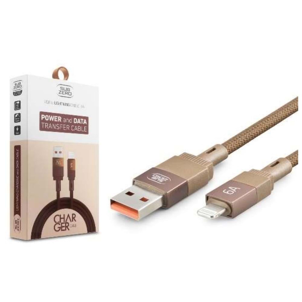 Subzero CL165 Metal Başlık Hasır 6A Lightning Hızlı Şarj Data Kablosu 1mt