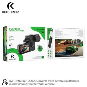 Katjmer KT-DC001 (Wifi) Full Hd 3 Kameralı Araç Içi Güvenlik Kamerası Telefon Uygulaması