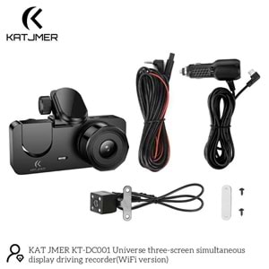 Katjmer KT-DC001 (Wifi) Full Hd 3 Kameralı Araç Içi Güvenlik Kamerası Telefon Uygulaması