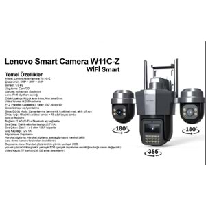 Lenovo W19C-U (JA-W11C-Z-U) 9MP 3 Lensli 4K Ultra HD 2.4G&5G Çift Bant Hızlı WiFi Dual PTZ