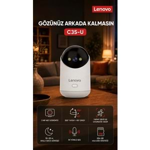 Lenovo C35-U 3MP HD Akıllı Gece Görüş Çift Yönlü Sesli Wifi Kamera