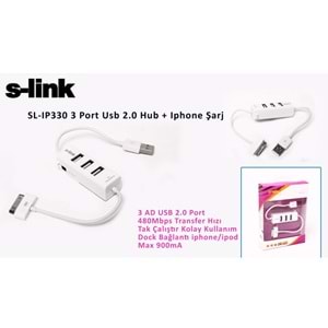S-link SL-IP330 3 Port Usb 2.0 Hub + Iphone Şarj (Usb Çoklayıcı)