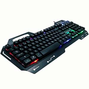 Konfulon V1 RGB Işıklı Metal Yüzey Türkçe Q Kablolu Gaming Klavye