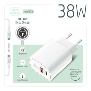 Subzero SG76 38W Usb/Pd Girişili Type-C Turbo Şarj Aleti
