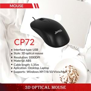 Jedel CP72+ Wired USB Optical Kablolu Mouse
