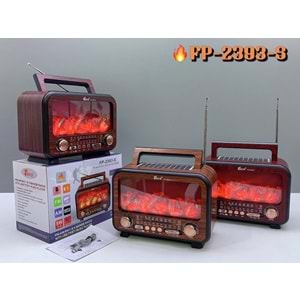 Fepe FP-2393 Şömine Efektli Retro Bluetooth-USB-SD-FM Şarjlı/ Ledli Nostaljik Radyo
