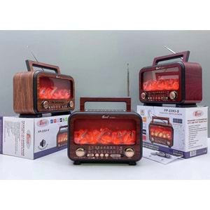 Fepe FP-2393 Şömine Efektli Retro Bluetooth-USB-SD-FM Şarjlı/ Ledli Nostaljik Radyo