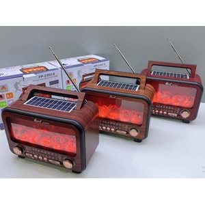 Fepe FP-2393 Şömine Efektli Retro Bluetooth-USB-SD-FM Şarjlı/ Ledli Nostaljik Radyo