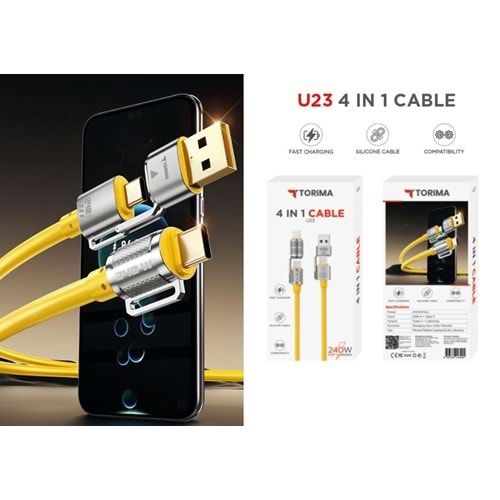 Torima U23 4in1 Type-c 240W to USB-A + Type-c to Lightning Hızlı Şarj Kablosu