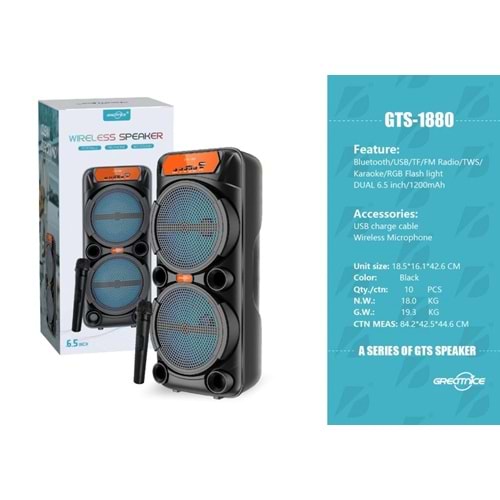 GTS-1880 Kablosuz Mikrofonlu Bluetooth Hoparlör Speaker