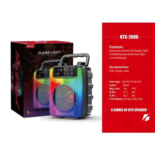 KTS-2006 Bluetooth/Usb/Sd Mikrofonlu Müzik Kutusu