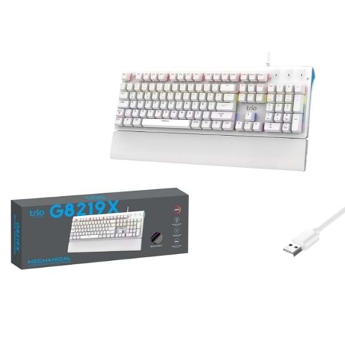 Trio G8219X Blue Swtich Mekanik Beyaz Klavye RGB