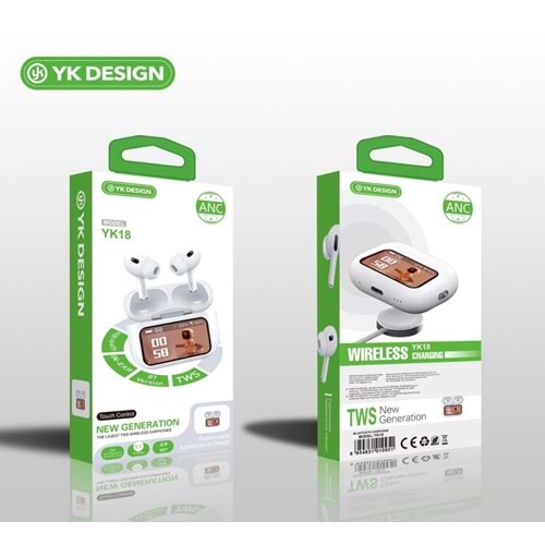 Yk Design YK18 ANC/ENC Ekranlı Bluetooth Kulaklık