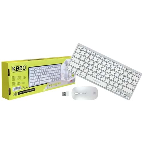 Subzero KB80 2.4ghz Kablosuz Q (Mini) Klavye Ve Mouse Seti Beyaz