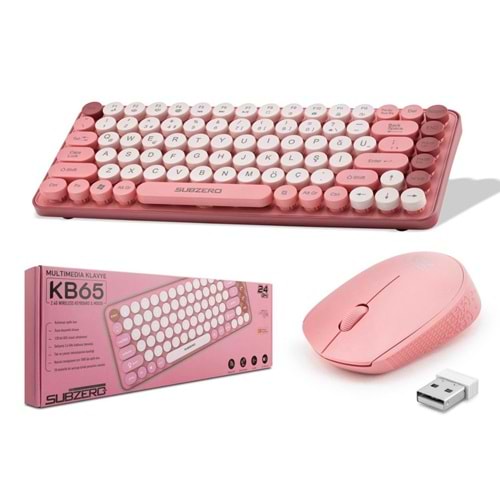 Subzero KB65 2.4ghz Kablosuz Q (Mini) Klavye Ve Mouse Seti Pembe