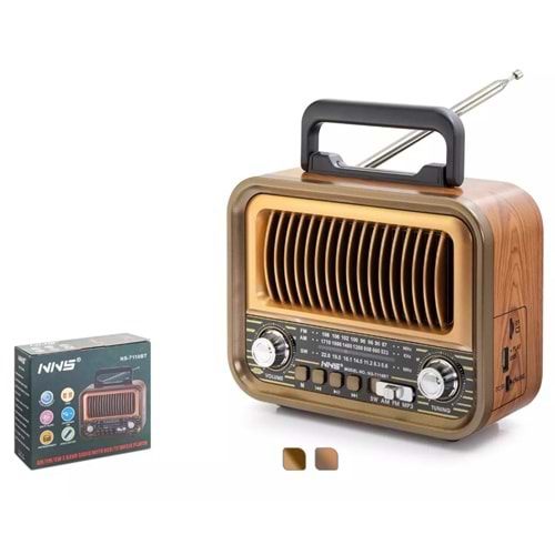 NNS NS-7110BT Bluetooth Nostaljik FM Radyo TWS USB TF Taşınabilir Hoparlör