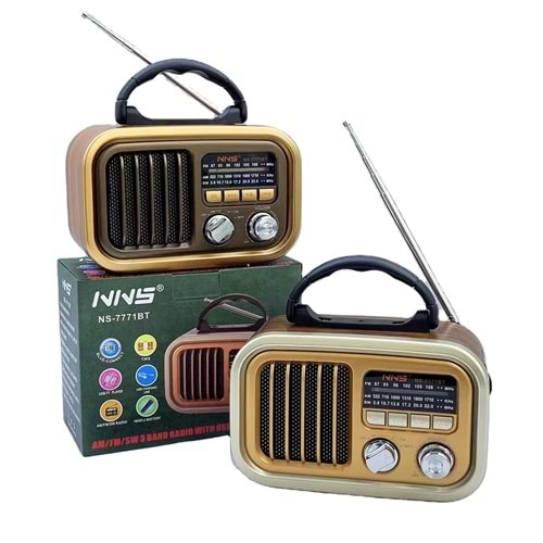 NNS NS-7771BT Usb/Sd Mp3 Çalar Bluetooth Şarjlı Nostaljik Radyo