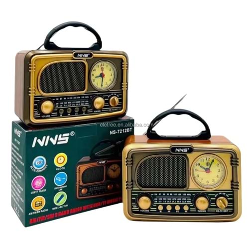 NNS NS-7212BT Usb/Sd Mp3 Çalar Bluetooth Şarjlı Nostaljik Radyo