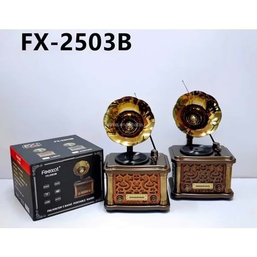 FEEXOT FX-2503B Usb/Sd Mp3 Çalar Gramofon Bluetooth Şarjlı Nostaljik Radyo