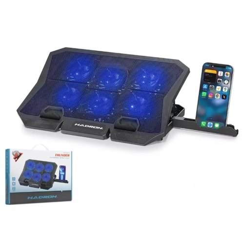 HADRON HDX4254 Laptop Soğutucu 6x Fan LED’li + Telefon Standı - Siyah