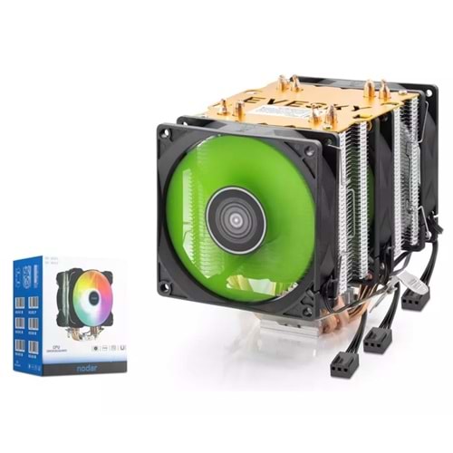 NODAR ND2603 CPU İşlemci Kule Tipi Soğutucu 500 Serisi Üç Fanlı 4 Bakır Borulu - Siyah