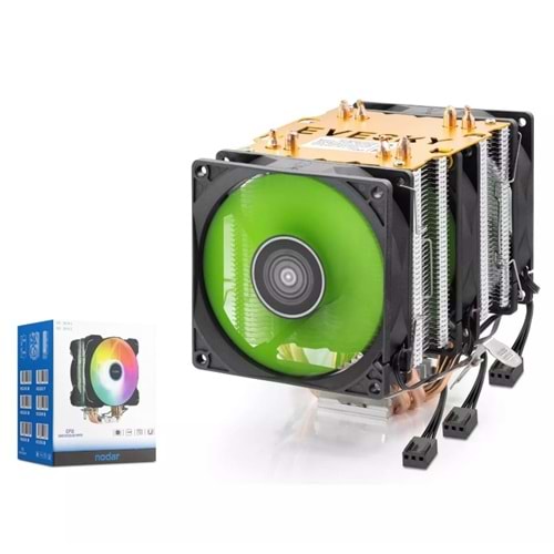 NODAR ND2605 CPU İşlemci Kule Tipi Soğutucu 600 Serisi Üç Fanlı 6 Bakır Borulu