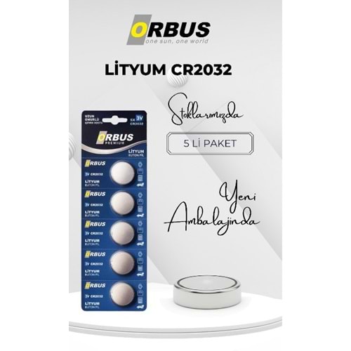 Orbus CR2032 3 Volt Lityum Para Pil (5'LI Blister Paket)