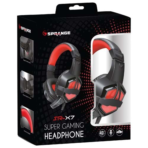 Sprange SR-X7 Kablolu Mikrofonlu Kulak Üstü Oyuncu Kulaklığı
