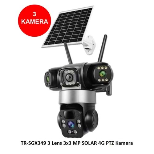 Trio TR-SGX349 (3 Kameralı) 3x3 MP SOLAR 4G PTZ (Sim Kartlı) Kamera(Veesky)