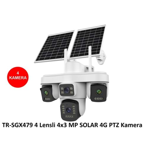 Trio TR-SGX479 (4 Kameralı) 4x3 MP SOLAR 4G PTZ (Sim Kartlı) Kamera(Veesky)