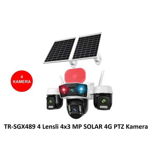 Trio TR-SGX489 (4 Kameralı) 4x3 MP SOLAR 4G PTZ (Sim Kartlı) Kamera(Veesky)