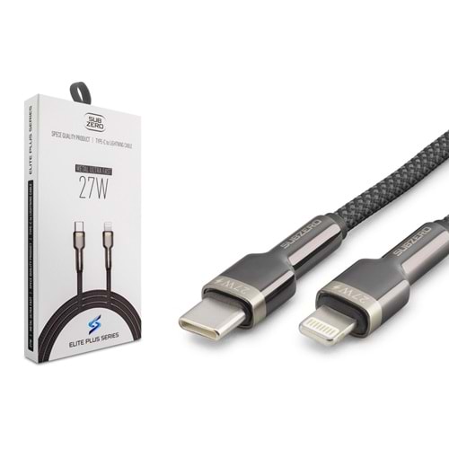 Subzero CL204 27W Örgülü Metal Başlık Type-C to Lightning Elite Plus Serisi