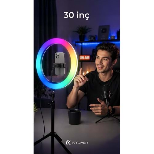 Katjmer MJ30 Ring Light Çok Renkli Fonksiyonlu 76cm Tripod LED