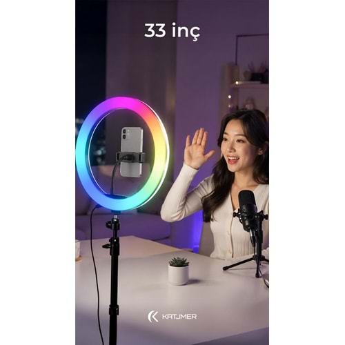 Katjmer MJ33 Ring Light Çok Renkli Fonksiyonlu 84cm Tripod LED
