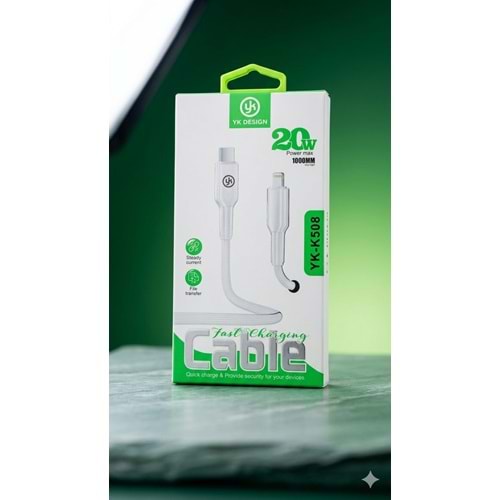 YK Design YK-K508 Type-C to Lightning 20W Elastik Hızlı Şarj Data Kablosu