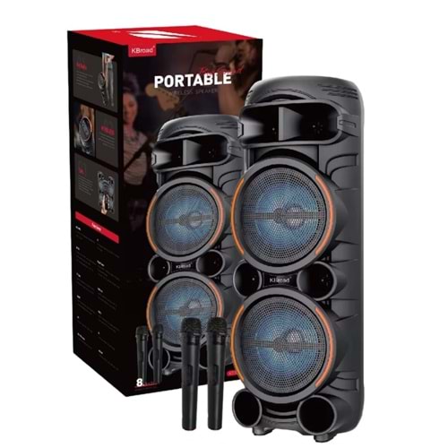 KTS-2058 Bluetooth/Usb/Sd Müzik Kutusu Kablosuz Çift Mikrofonlu