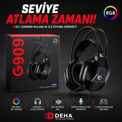 Trio G909 Profesyonel Headset Pro 7.1 Usb Girişli Rgb Gaming Oyuncu Kulaklığı