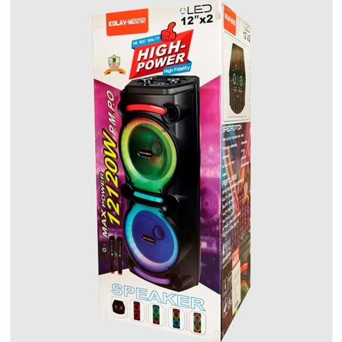 KOLAV M2212 Speaker Kablosuz Mikrofonlu Bluetooth/Usb/Sd Müzik Kutusu