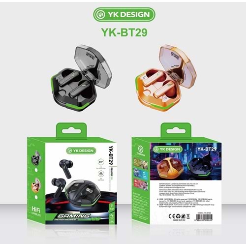 Yk desıgn YK-BT29 Oyuncu Earbus Bluetooth Kulaklık