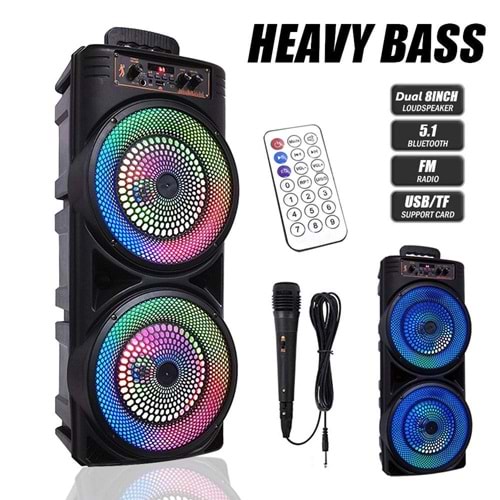 KTS-2465 RGB Bluetooth/Usb/Sd Müzik Kutusu Mikrofonlu