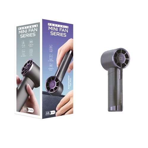 Subzero FW50 3 Kadameli Dijital Göstergeli USB Şarjlı El Fanı