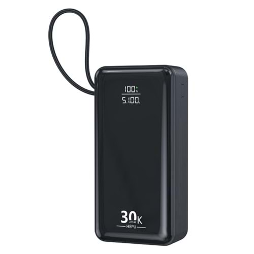 HEPU HP-253 30.000 mAh Süper Kapasiteli 22.5W PD Hızlı Şarjlı Powerbank – 3 Kablolu LED