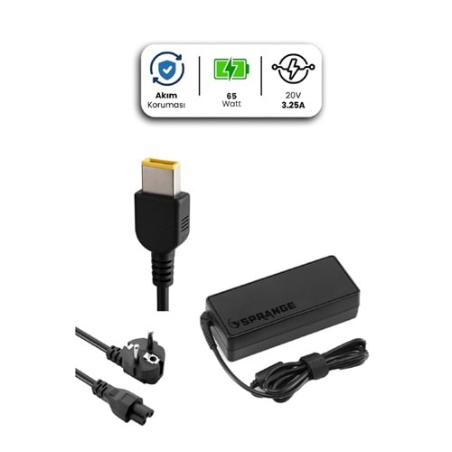 Sprange SR-L12 20V 3.25A USB Pin 65 Watt For LENOVO Laptop Adaptör